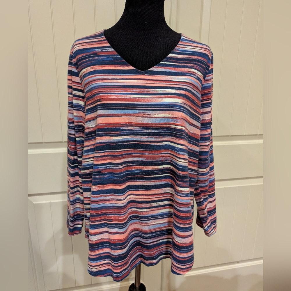 Denim & Co Striped Multicolor Women's Top